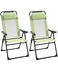ECHTPeak Folding Patio Chairs Set of 2, Adjustable Sling Back, Camping Chair with Removable Headrest for Garden, Backyard