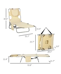 ECHTPeak Folding Chaise Lounge Pool Chair, Patio Sun Tanning Chair, Outdoor Lounge Chair with 4-Position Reclining Back, Breathable Mesh Seat