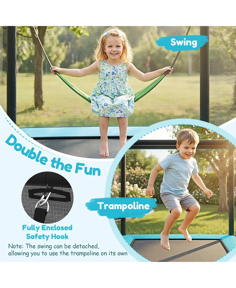 Gymax 6 Ft Kids Trampoline w/Swing Safety Enclosure Net Gift for Boys Girls Age 3 Plus