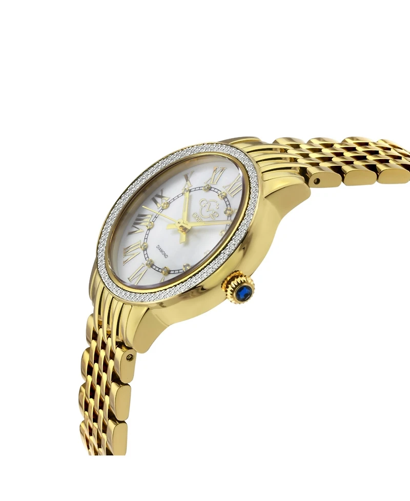 GV2 Women's Astor Iii Swiss Quartz Ip Gold Stainless Steel Bracelet Diamond Watch
