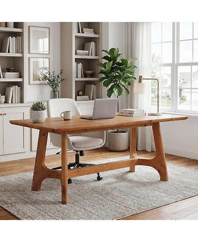 Tribesigns 63" Solid Wood Executive Desk, Large Office Desk Modern Farmhouse Simple Workstations Writing Table Business Furniture for Home Office