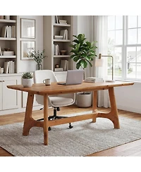 Tribesigns 63" Solid Wood Executive Desk, Large Office Desk Modern Farmhouse Simple Workstations Writing Table Business Furniture for Home Office