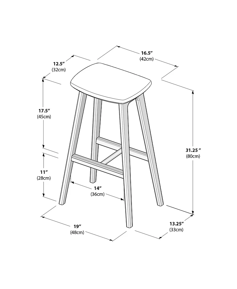Plank+Beam Beryl Upholstered Bar Height Stool Pu Leather