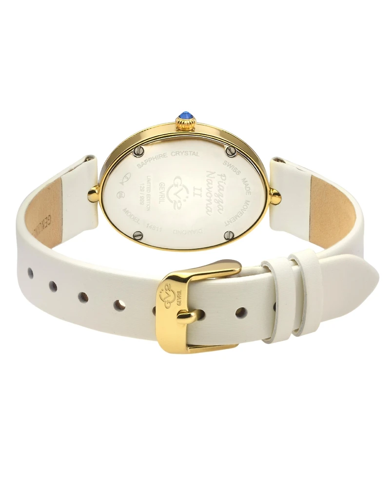 GV2 by Gevril Women's Piazza Navona Swiss Quartz Italian Leather Strap Diamond Watch