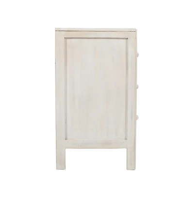 Jofran Jolie Rustic Solid Wood Global Boho Hand Carved Accent Chest with Three Drawers