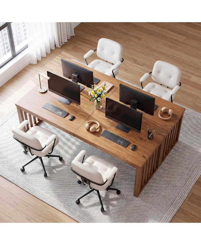 Tribesigns 78.7" Long Two Person Desk,Farmhouse Solid Wood Office Desk