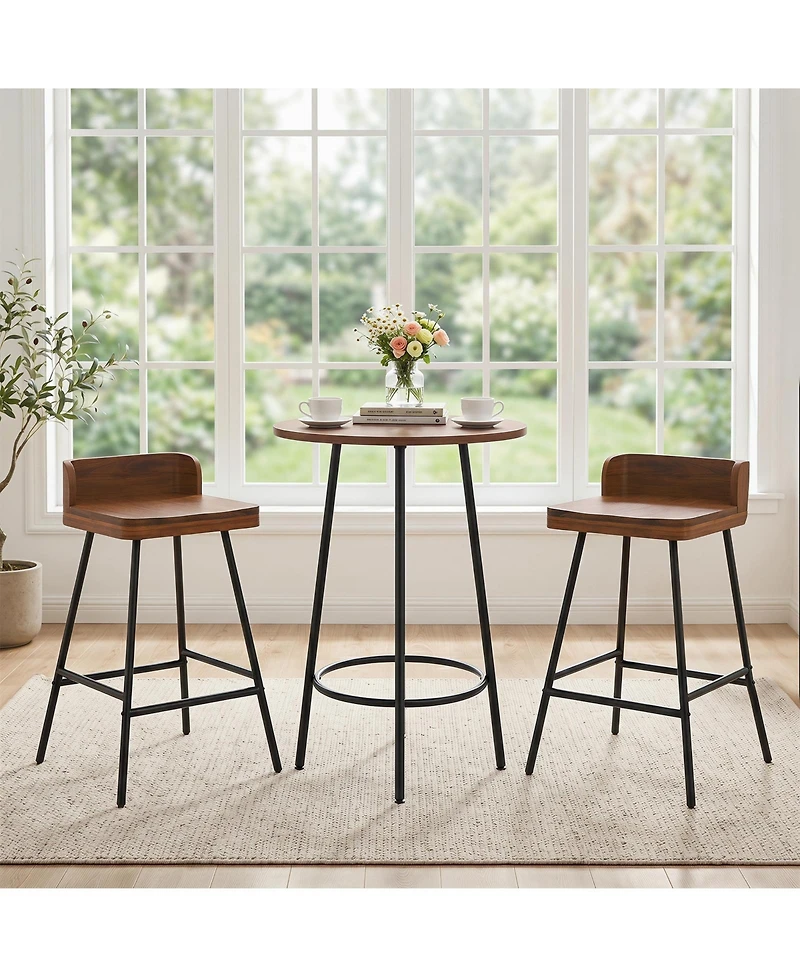 Gymax 2Piece 24'' Counter Height Bar Stool w/Low Back Metal Legs Footrest for Kitchen