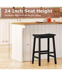 Gymax Saddle-Seat Counter Height Stools Set of Backless Barstools w/ Curved Seat