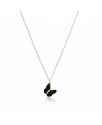 The Lovery Asymmetrical Onyx Butterfly Necklace 14K Gold-Plated Sterling Silver