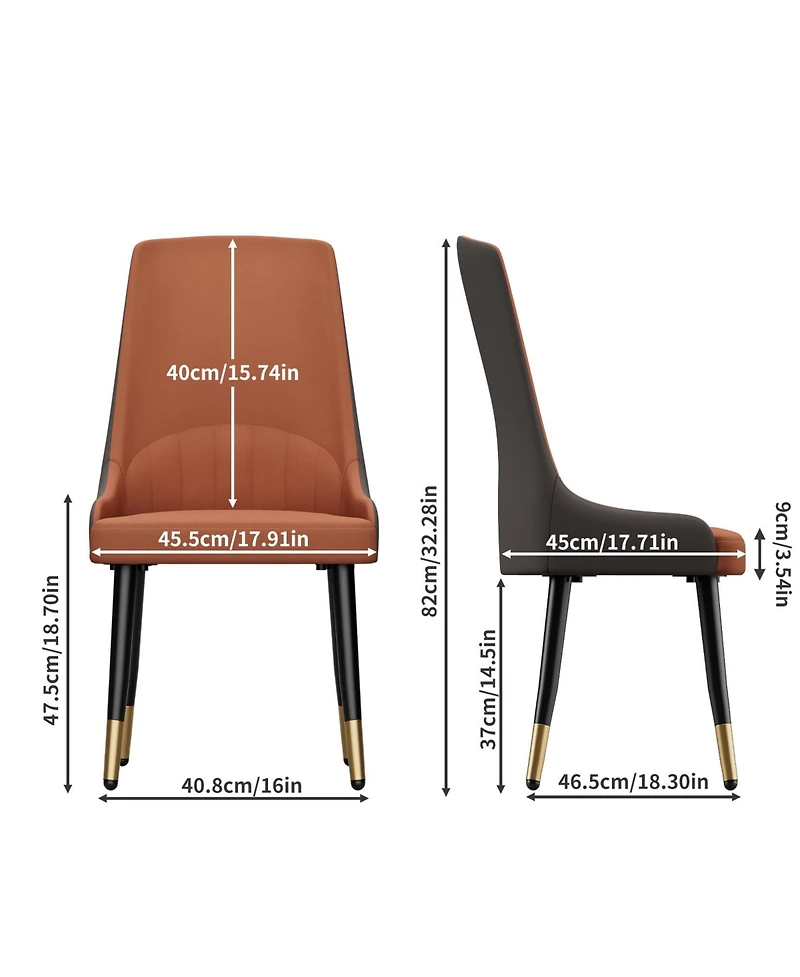 Unho Set Of 2 Upholstered Leather Dining Chairs with Backrest