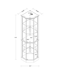 Clihome 6-Shelf Lighted Corner Curio Cabinet with Mirrored Back and Adjustable Glass Shelves