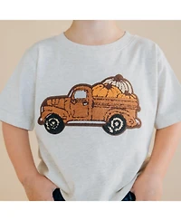 Sweet Wink Little and Big Boys Fall Truck Patch Short Sleeve T-Shirt