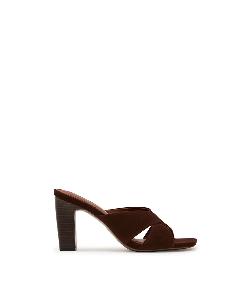 Reiss Women's Suede Cross Strap Block Heel Mules