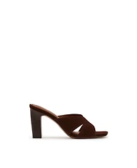 Reiss Women's Suede Cross Strap Block Heel Mules