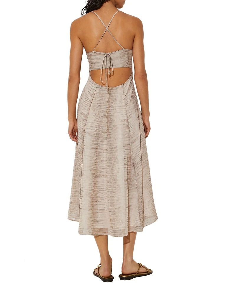 Reiss Women's Snake-Print Cut-Out-Back Midi Dress