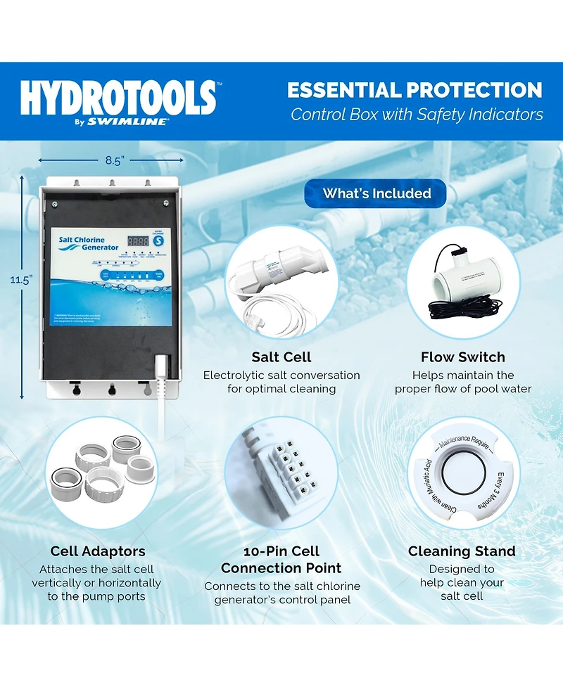 Swimline 87615 Salt Water Chlorine Generator System, 15K Gallon Swimming Pools