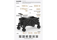 Navee Wagon 4X Electric Utility Cart, 4WD, 9.3 Miles Max Range, 10 Mph Max Speed, 3000W Peak Power, Foldable