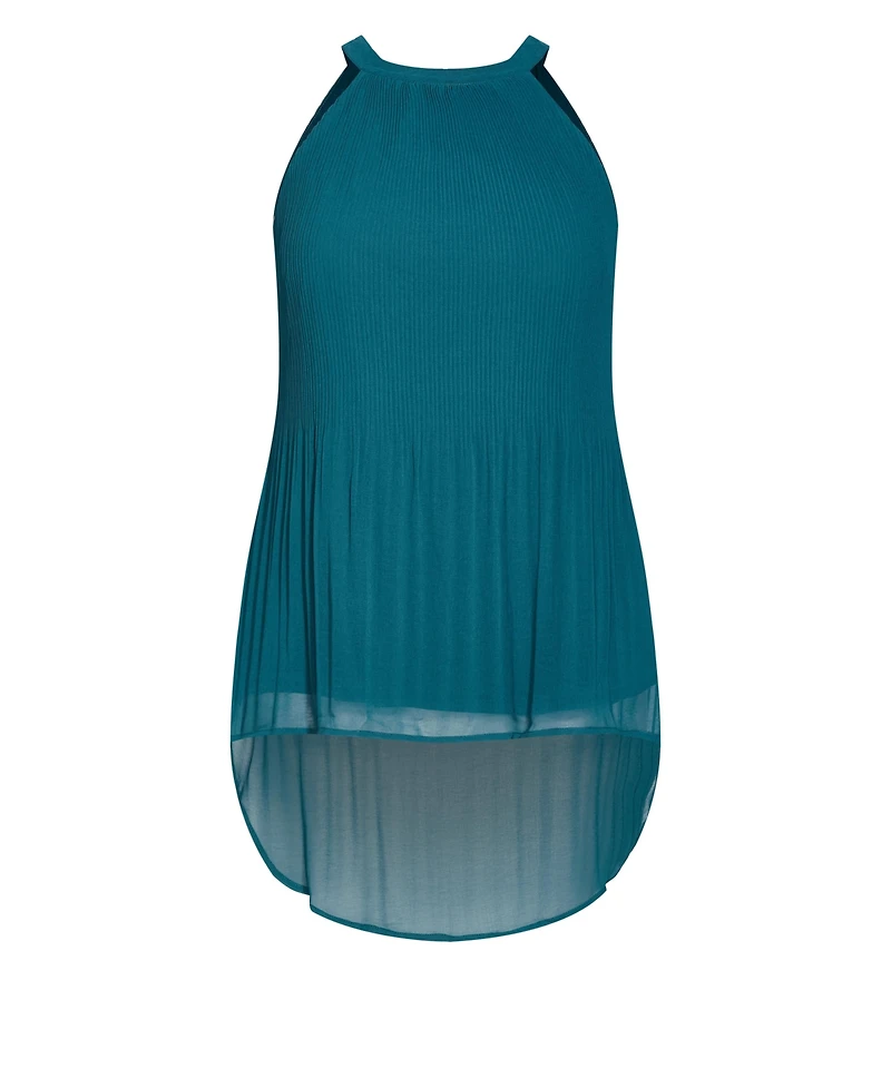City Chic Women's Halter Pleated Hi-Lo Top