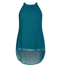 City Chic Women's Halter Pleated Hi-Lo Top