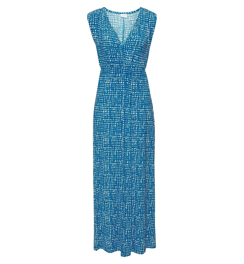 Lascana Women's Printed A-Line V-Neck Empire-Waist Maxi Dress