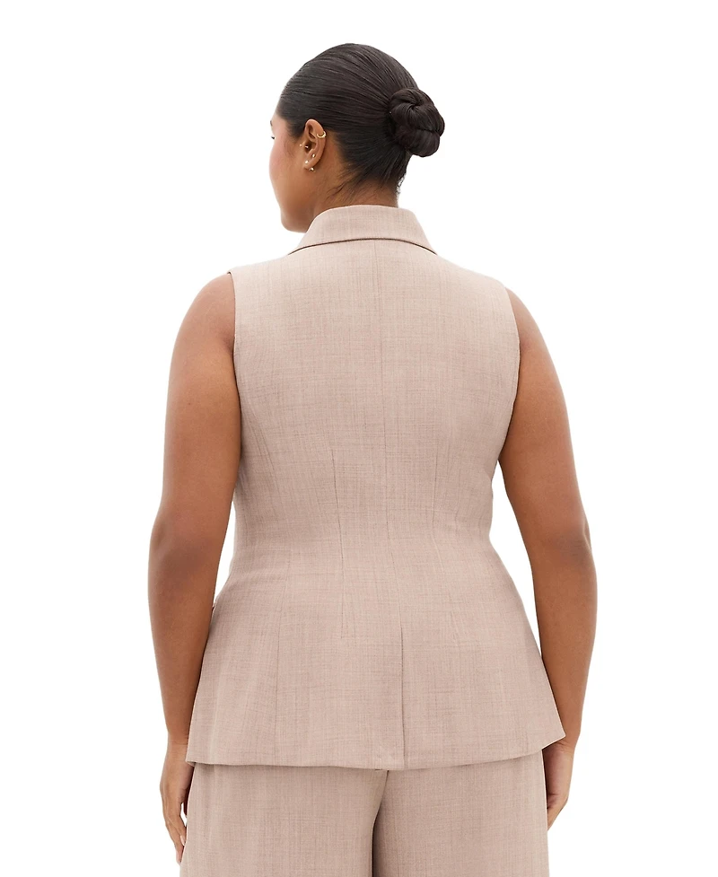 City Chic Plus Luci Tailored Sleeveless Collared Vest