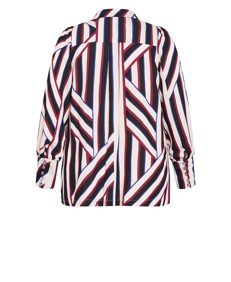 City Chic Plus Haylee Timeless Stripe Lightweight Button-Down Shirt