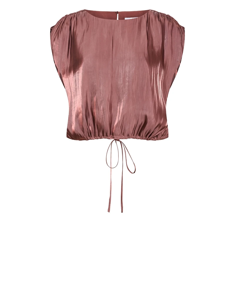 City Chic Plus Camilla Drawstring Hem Detail Gathered Shoulder Top