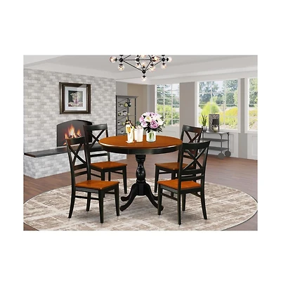 East West Furniture 5-Piece Kitchen Table Set Contains a Kitchen Table and 4 Wooden Chairs with X Back
