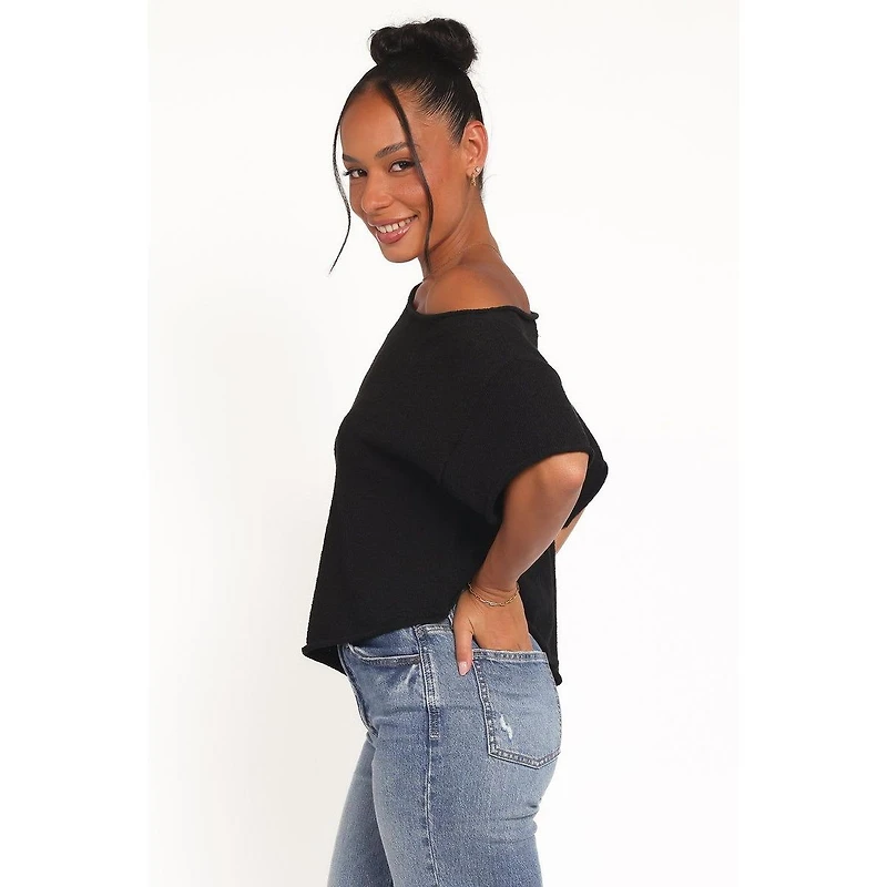 Petal and Pup Women's Ardena Boucle-Knit Short-Sleeve Asymmetrical Top