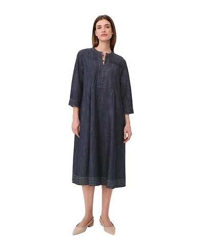 Masai Copenhagen Women's MaNakillaia Mandarin Collar 3/4-Sleeve A-Line Midi Dress