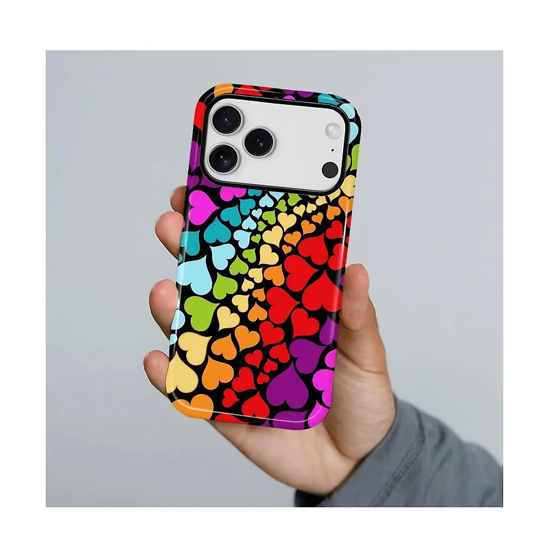 Lisen Rainbow Heart Flow Dual-Layer Phone Case Compatible with Apple iPhone 17 Pro
