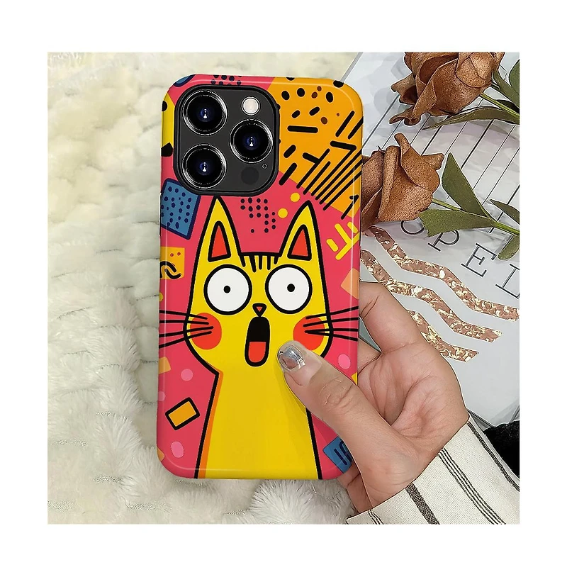 Lisen 2-Layer Shockproof Surprised Cat Phone Case for Apple iPhone 16 Pro Max