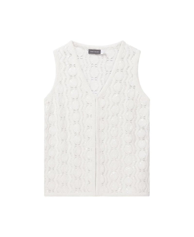 Mint Velvet Women's Sleeveless V-Neck Crochet Top