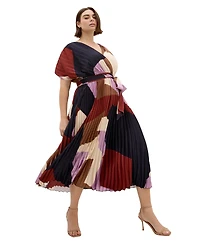 City Chic Women's Print Pleat Midi Dress