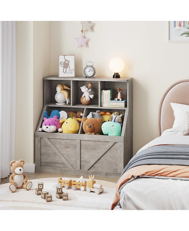 2 Set of Kids Bookshelf and Toy Storage Organizer, Nursery and Playroom, Children s Bookcase with Cabinet, Versatile for Home, School and Daycare Use