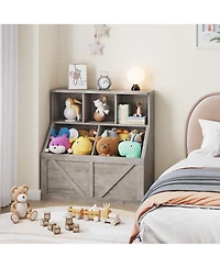 2 Set of Kids Bookshelf and Toy Storage Organizer, Nursery and Playroom, Children s Bookcase with Cabinet, Versatile for Home, School and Daycare Use