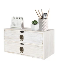 Danrong Wood Drawer Desk Organizer Rustic Desktop Storage For Home Office