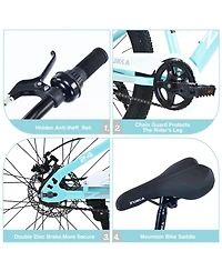 ECHTPeak Mountain Bike 24 Inch Front Suspension Fork Double Disc Brakes, 220 lbs, Ages 9-12