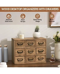 Danrong Solid Wood Desktop Storage Cabinet With Label Handles For Office Supplies And Crafts