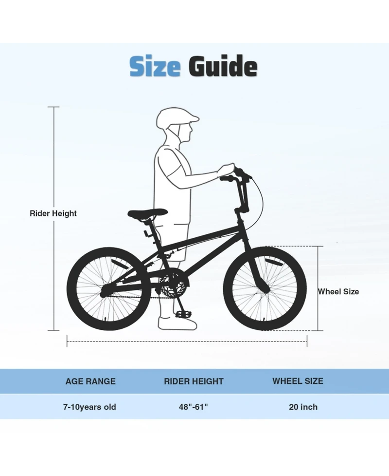 ECHTPeak 20 Inch Single Speed Freestyle Kids Mountain Bike for Boys Girls Aged 7+ Years