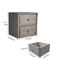 Danrong Wooden 2 Tier Desktop Storage Organizer for Office Makeup Dressing Table
