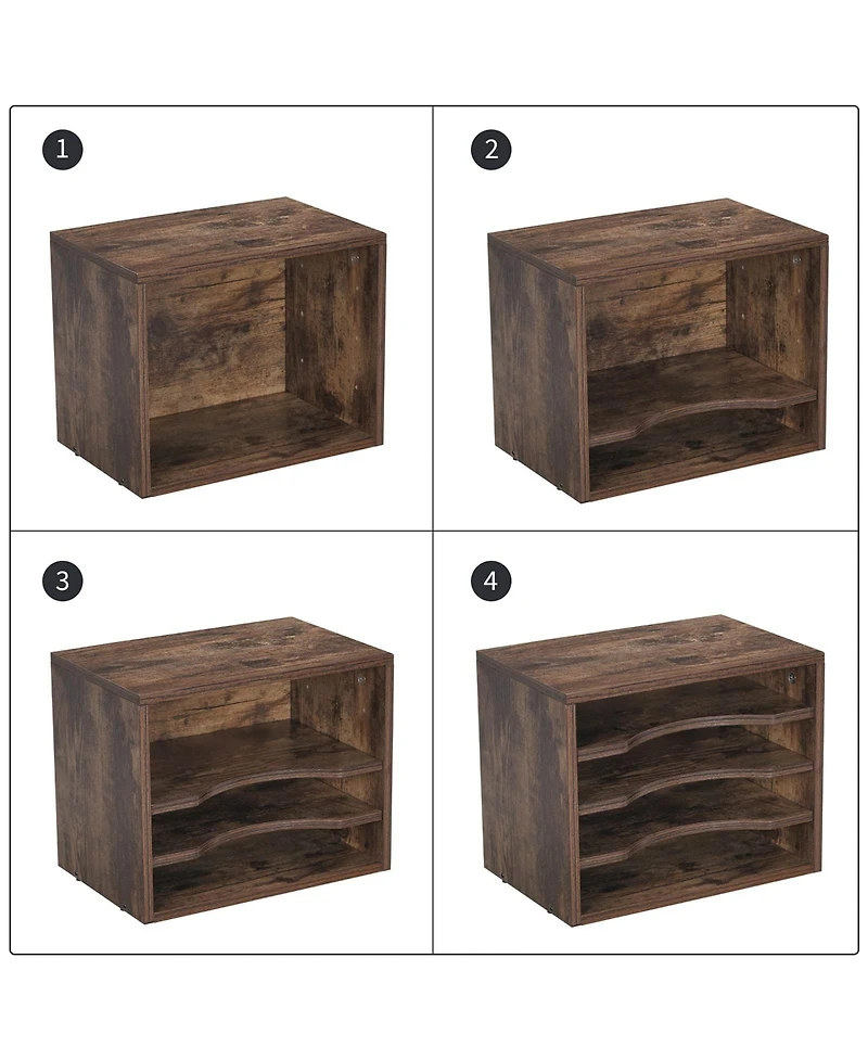Danrong Desktop File Organizer Adjustable Shelves Wooden Paper Tray Sorter