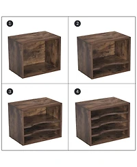 Danrong Desktop File Organizer Adjustable Shelves Wooden Paper Tray Sorter