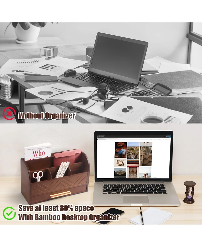 Danrong Desk Organizer With Drawer Pen Holder Mail Sorter For Home Office School