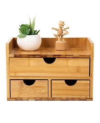 Danrong 3 Tier Wood Desk Organizer With Drawers Multi Use Storage For Office Supplies And Vanity
