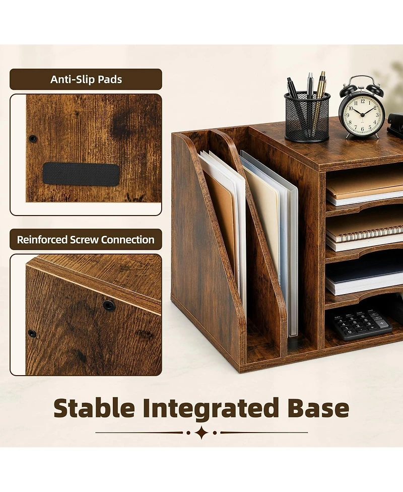 Danrong 4 Tier Wood Desk Organizer With Anti Slip Pads Easy Assembly Storage