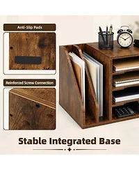 Danrong 4 Tier Wood Desk Organizer With Anti Slip Pads Easy Assembly Storage