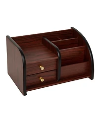Danrong Wood Desktop Organizer 2 Drawers Stepped Compartments Office Home Storage