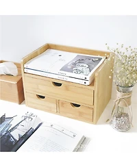 Danrong 3 Drawer Desk Organizer With Open Shelf Makeup Storage Tabletop For Home Office Bathroom