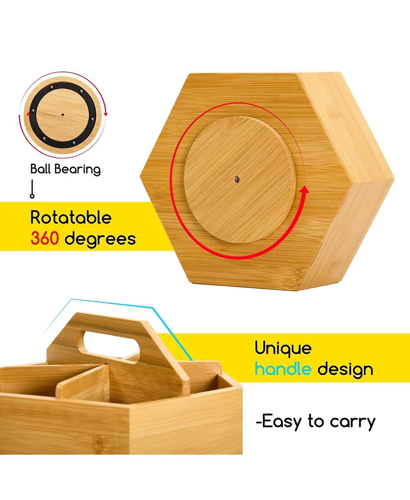 Danrong 360 Degree Rotating Hexagon Desk Organizer Pen Pencil Holder Art Supply Storage